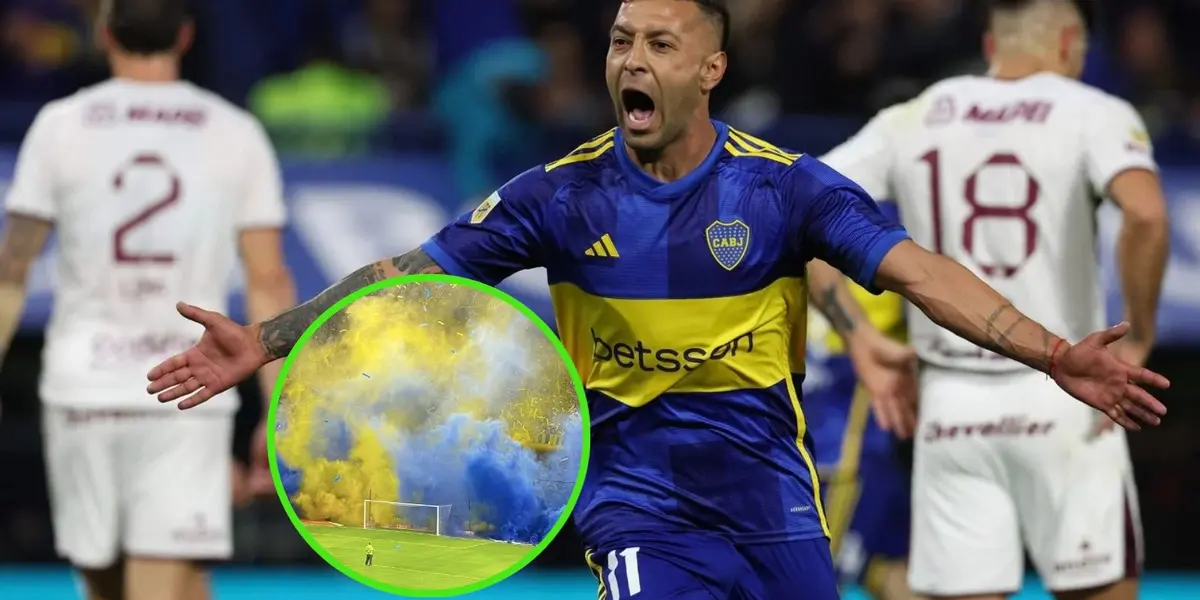 El delantero le marcó de cabeza a Lanús para abrir el marcador.